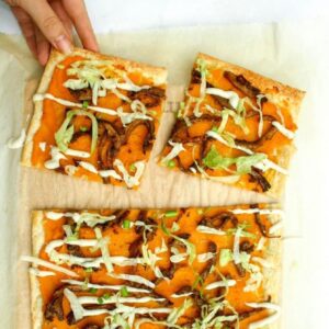 makkelijke vegetarische plaattaart recepten Plaattaart met oesterzwam shoarma en pompoen